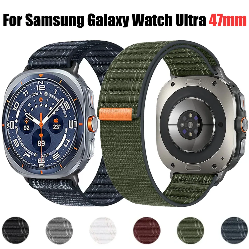 Nylon-Schlaufenarmband für Samsung Galaxy Watch Ultra 47mm Offizielles Wellenmuster Stoffarmband Galaxy Watch 7 Ultra 2025