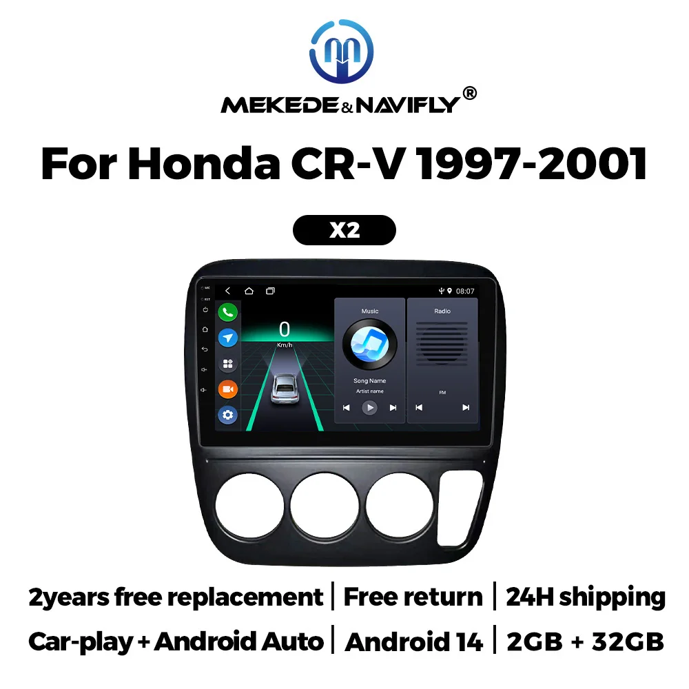 

MEKEDE Android 14 2 Din Car Radio for Honda CR-V 1997-2001 Wireless Carplay BT Central Multimedia intelligent Car audio systems