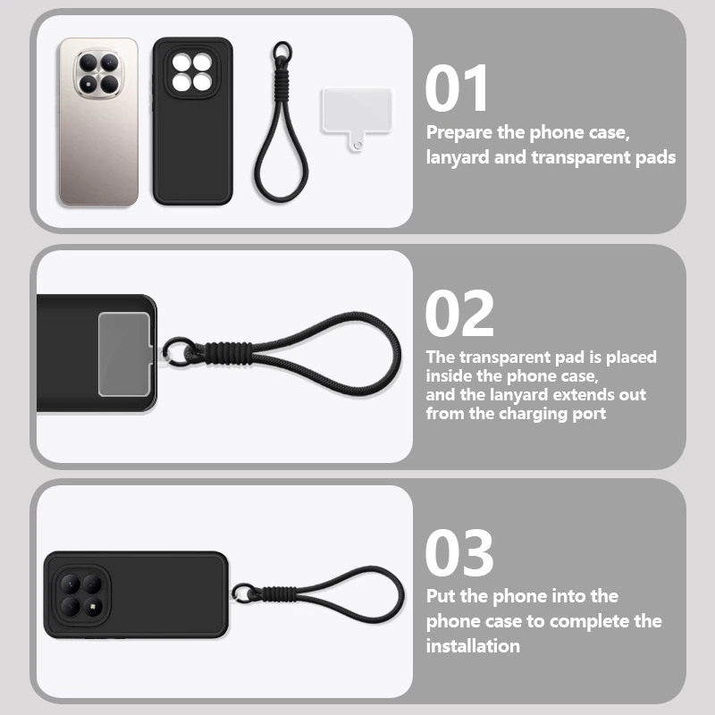 Soft TPU Lanyard Phone Case For Xiaomi Redmi Note 15 14 4G 5G Note 15 14 13 Pro 5G 14 13 Pro+ 5G Silicone With Wrist Strap Cover view 4