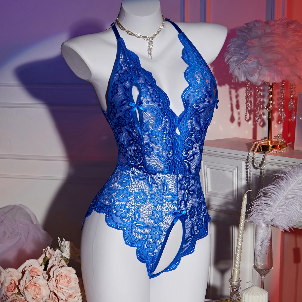 

Сексуальное женское белье для женщин, эротическое боди с вырезами, полое кружевное нижнее белье, прозрачное платье Babydoll, наряд, подарок на день Святого Валентина