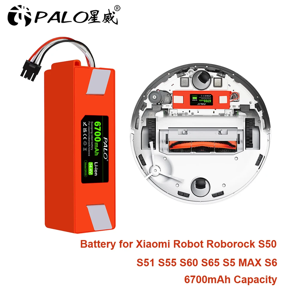 14.4V Li-ion Battery for Xiaomi Robot Roborock S50 S51 S55 S60 S65 S5 MAX S6 Vacuum Cleaner Replacement Battery Accessory Spare