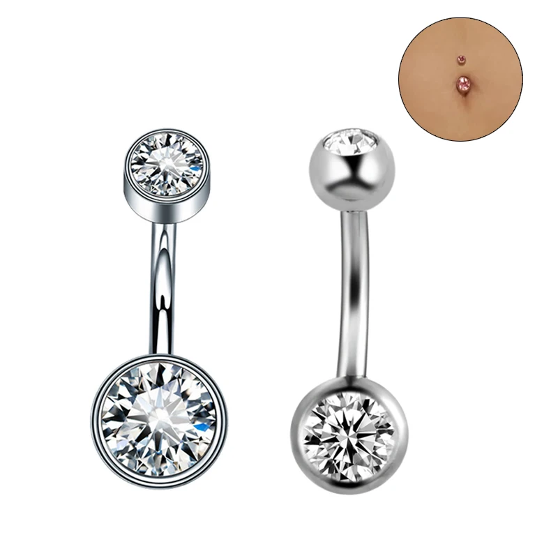 16G 3A CZ Gem for Belly Navel Piercing Ring Body Jewelry Implant Grade Titanium ASTM F136 Internal Thread Belly Button Ring