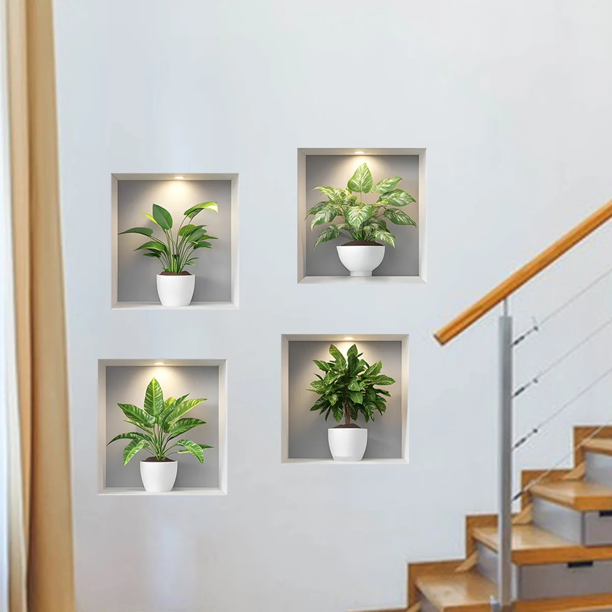 New Creative Green Plants Potted Plants Modern Style Stickers Room Living Room Bathroom Bedroom Wall Ceramic Tile Beautification
