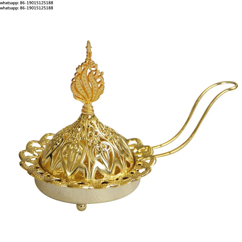 Golden incense burner simple modern style anti-ash drop with side handle handheld incense burner candlestick dual-purpose