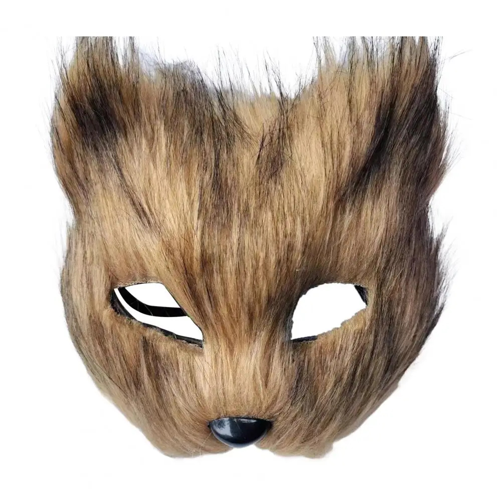 Hairy Fox Mask Face Half Face Halloween Party Props Masquerade Costume Halloween Cosplay Dance Horror Mask Animal Headgear