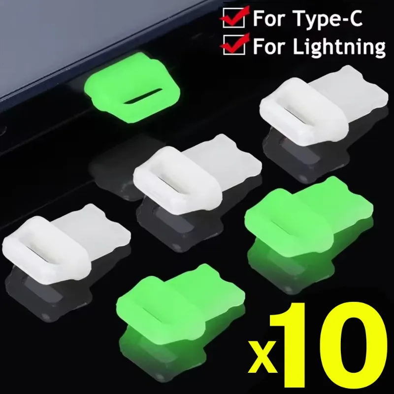 

1-10Pcs Luminous DIY Dust Plug for IPhone Samsung Xiaomi Redmi Mobile Phone Charging Port Dust Proof Stopper Pendant Accessories