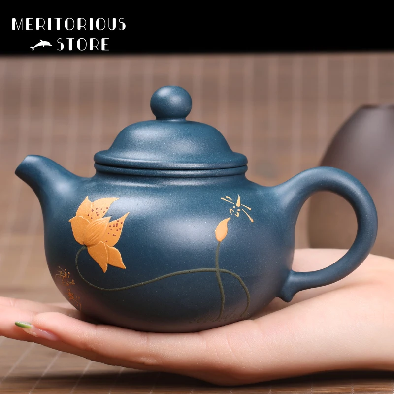 Yixing Teapot Xishi Teapot Famous Handmade Green Mud Tea Set Chinese Purple Clay Kettle Teaware Customized Gifts 250ml Shipping