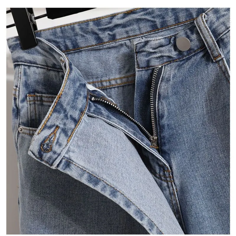 Hoch taillierte Jeans shorts würziges Mädchen große Größe Sommer baggy dünn eine Linie gefälschte zweiteilige blaue Rockhose versand kostenfrei Kleidung