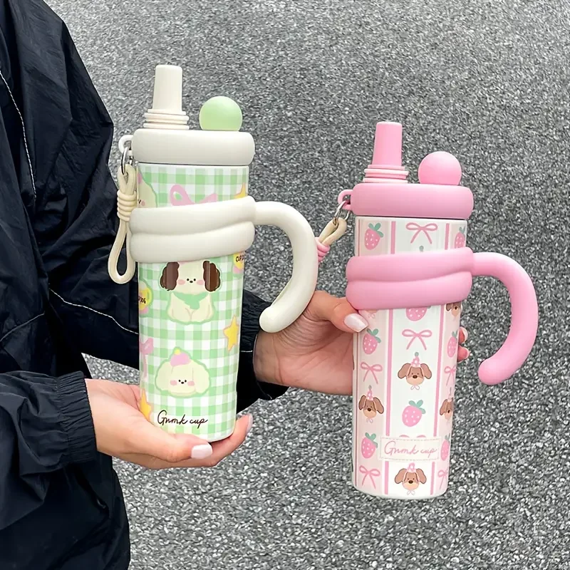 

700ml Insulated Tumbler with Straw - Double-Wall Vacuum Insulated Cup, Leakproof Travel Mug with Wide Handle, Hot/Cold Beverage