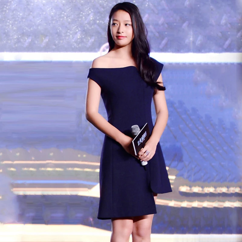 

Ele Slimming One-oulder Performance Dr Evening Gown Sexy Lady's High-Waisted Midi Dr for Par Wedding Performance