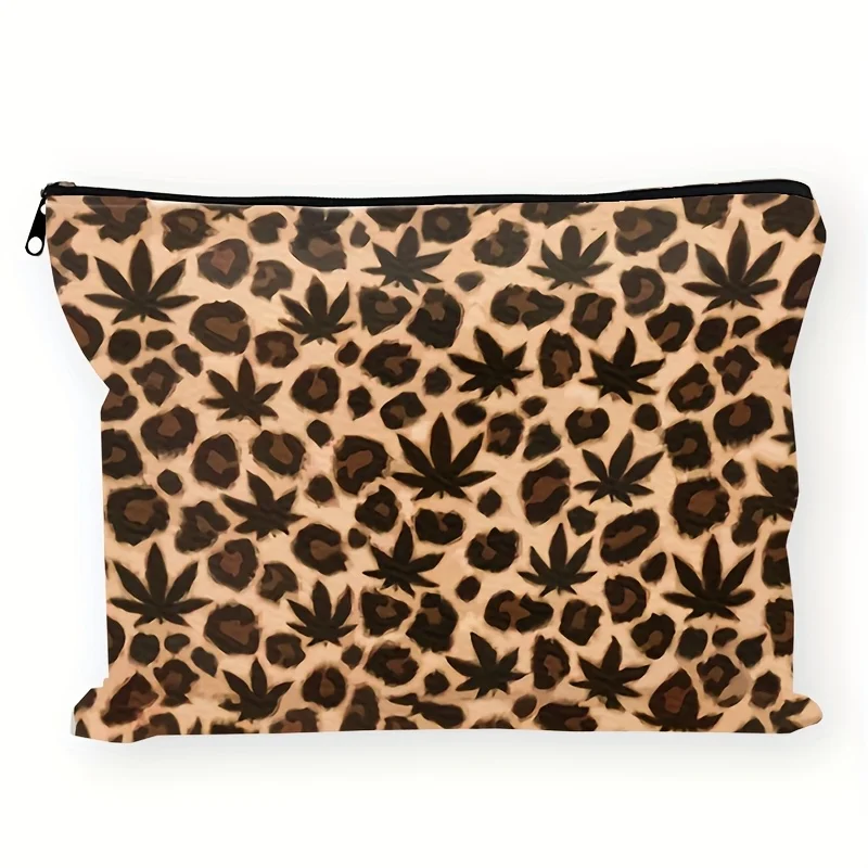 A Leopard print cosmetic bag - multifunctional zipper pouch, jewelry storage bag, perfect travel zipper small storage bag.