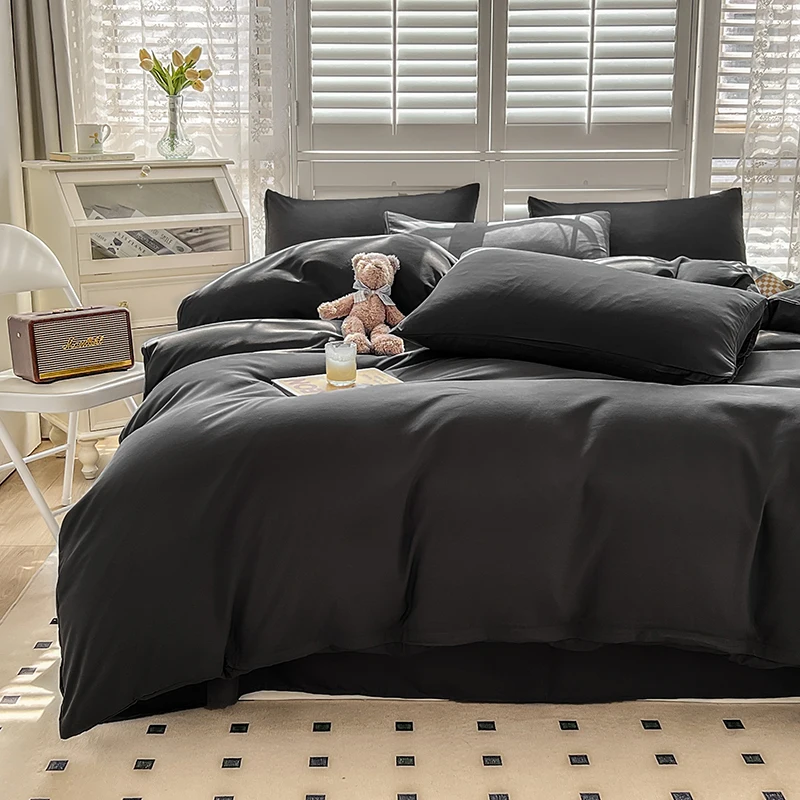 

Bonenjoy Duvet Cover Black Color Quilt Cover Solid Plain Comforter Cover Queen/King funda nordica cama 150 Double Duvet Cover
