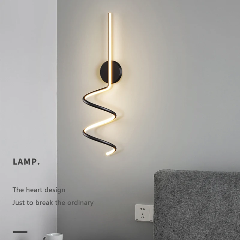 

Modern LED Wall Light Lamp Spiral Acrylic Iron Sconces Lighting Fixture for TV Sofa Background Bedside Living Room Bedroom