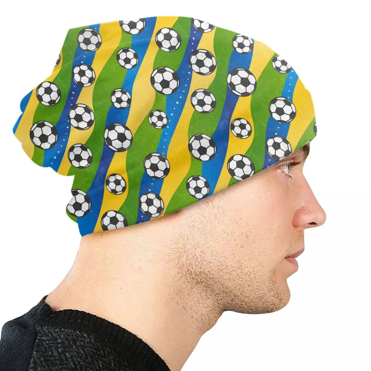 مخصص كرة القدم كرة القدم والهدف البط البري نمط Skullies Beanies قبعات شتاء دافئ محبوك قبعة الكبار للجنسين الساخن بونيه القبعات #4