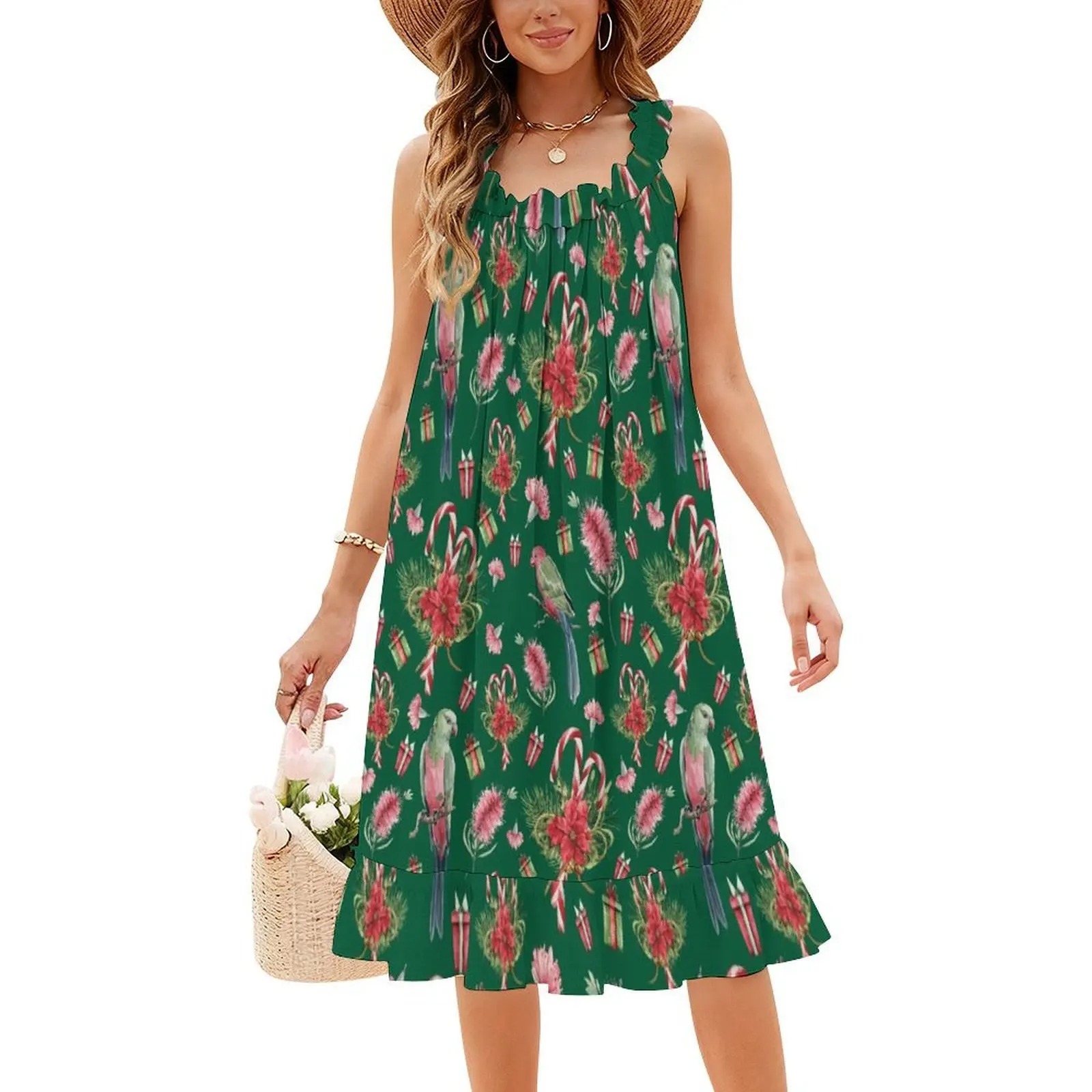 الطيور والزهور الأصلية الأسترالية - فستان حفلات نسائي مطبوع عليه عيد الميلاد ملابس الشارع الشهير ملابس نادي مطبوعة عصرية للإناث