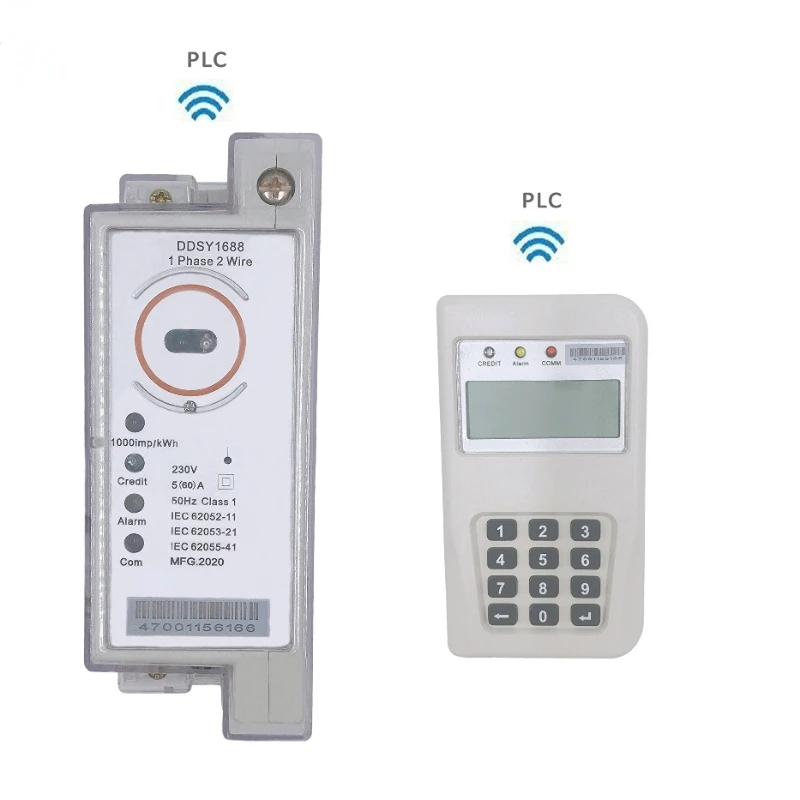 

Prepaid Split Keypad Din Rail Single Phase Digital Energy Meter With PLC Communication Module and User Interface Unit/UIU