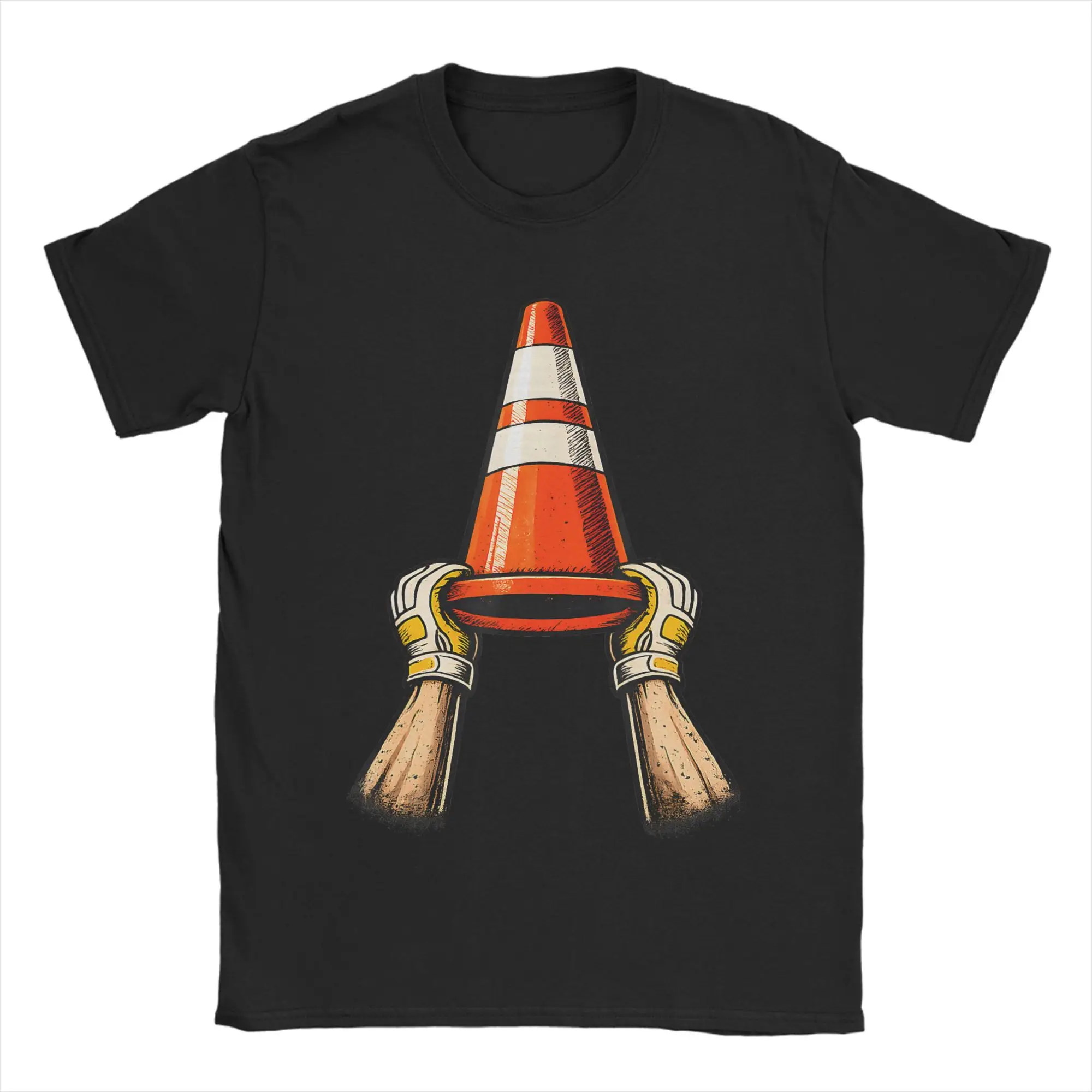 Hoist The Traffic Cone T Shirts Men's  Cotton Novelty T-Shirts Crew Neck  Tee Shirt Short Sleeve Clothing Adult