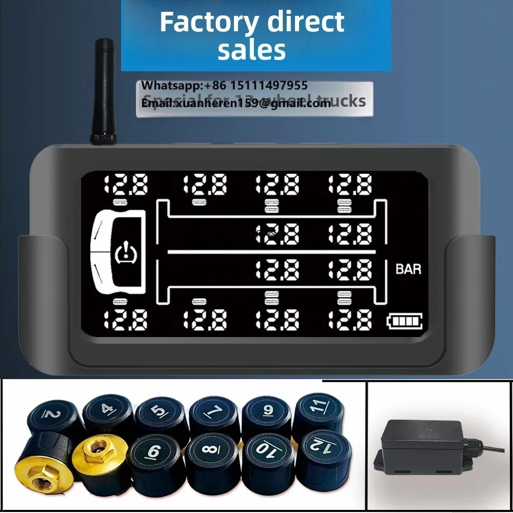 

Tpms Sensor 12Rounds External Tire Pressure Sensor Tyre Pressure Monitoring Tire Pressure test Digital Display 0-18bar 0-260psi