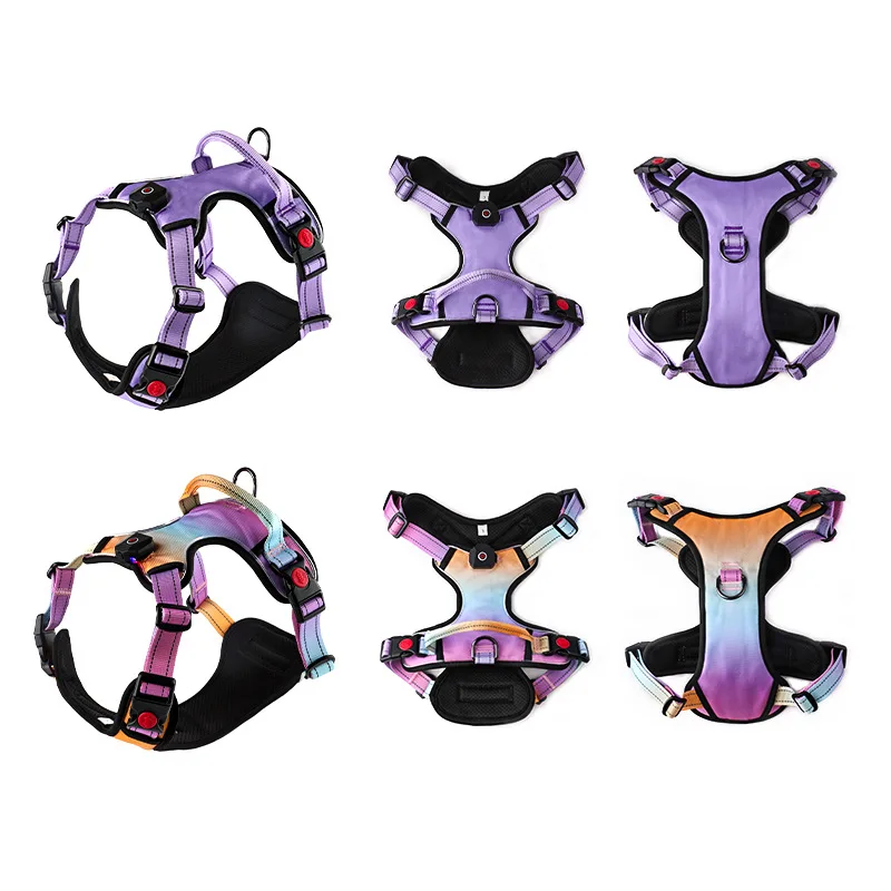 

Led Dog Harness Usb Rechargeable Pet No Pull Harness for Large Dogs Husky Reflective Pet Harness Adjustable Soft Padded Dog Vest