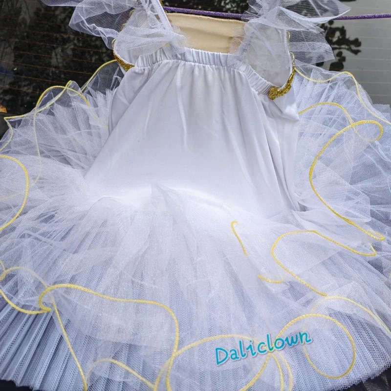 EE01 Tutú de Ballet blanco del lago de los cisnes para niña, ropa de baile de fiesta de princesa bailarina, traje de Ballet de baile para bebés y niños pequeños, leotardo y 0Ww