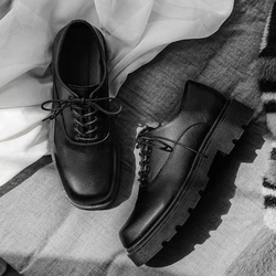 Thick Sole Platform Lace Up Black Male Casual Shoe Footwear Offer High Quality Fashion Size 45 Elegant 2025 Men's Leather Shoes