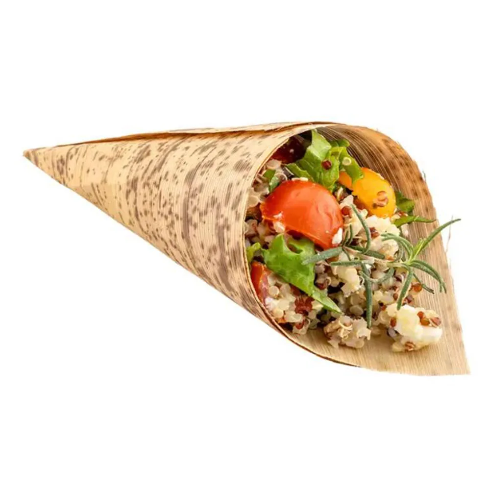 20 قطعة × لوازم حفلات الزفاف المنزلية أدوات المائدة الحيوية القابل للتصرف البطاطس المقلية أوراق الخيزران المخاريط #1