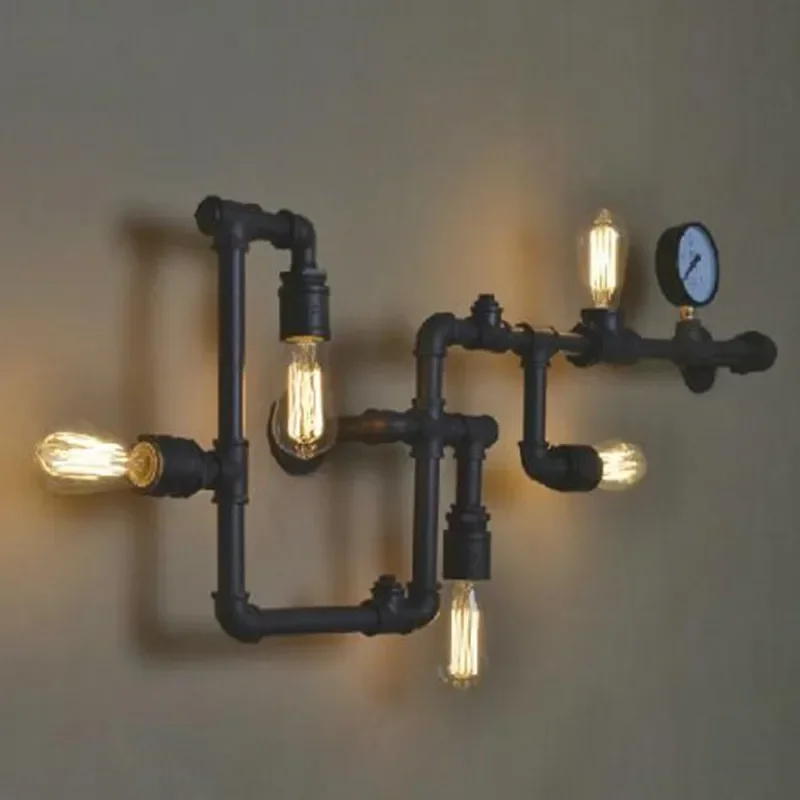 

Creative Ancient Water Pipe Wall Lamp Sconce American Vintage Industrial Light Fixtures Bar Coffee Home Decor Apliques Pared