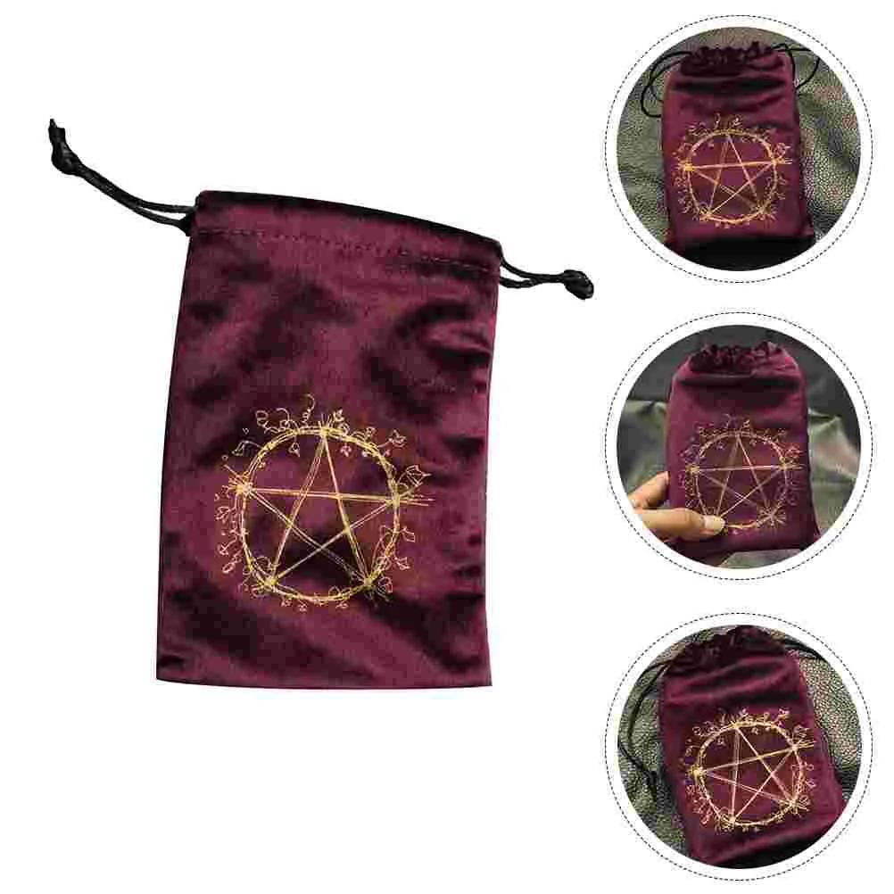 

1pc Pentacle Patterned Drawstring Bag Tarot Cards Storage Holder Lint Bag pentacle patterned bag storage bag