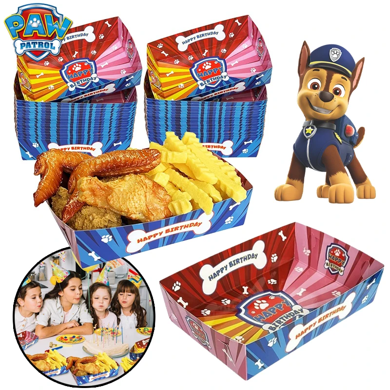 10Pcs PAW Patrol Party Snack Box Popcorn Cartoon Theme Party Snack Trays Box Birthday Party Supplies Candy Snack Food Holders