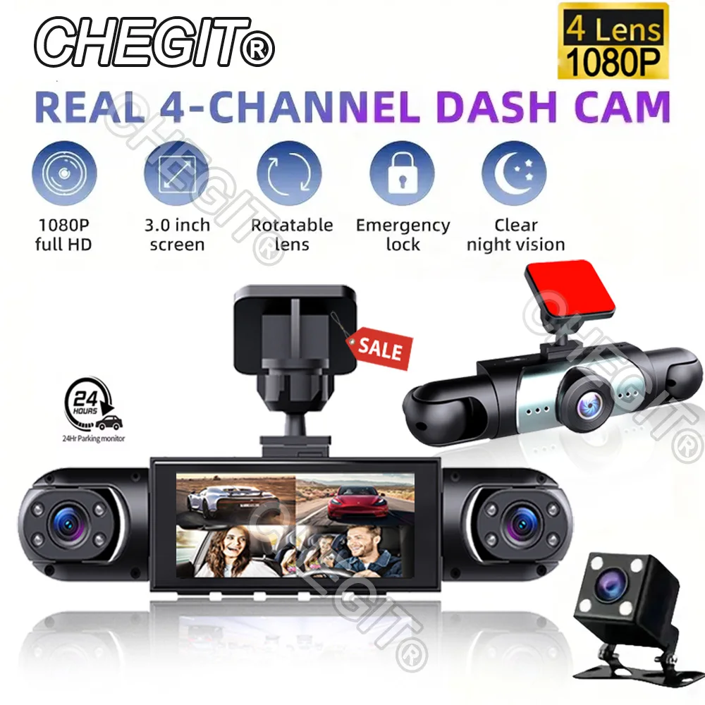 

360 ° Автомобильный видеорегистратор 1080P Видеорегистратор с 3/4 объективами Автомобильный видеорегистратор Передняя левая правая камера заднего вида Автомобильные аксессуары ночного видения