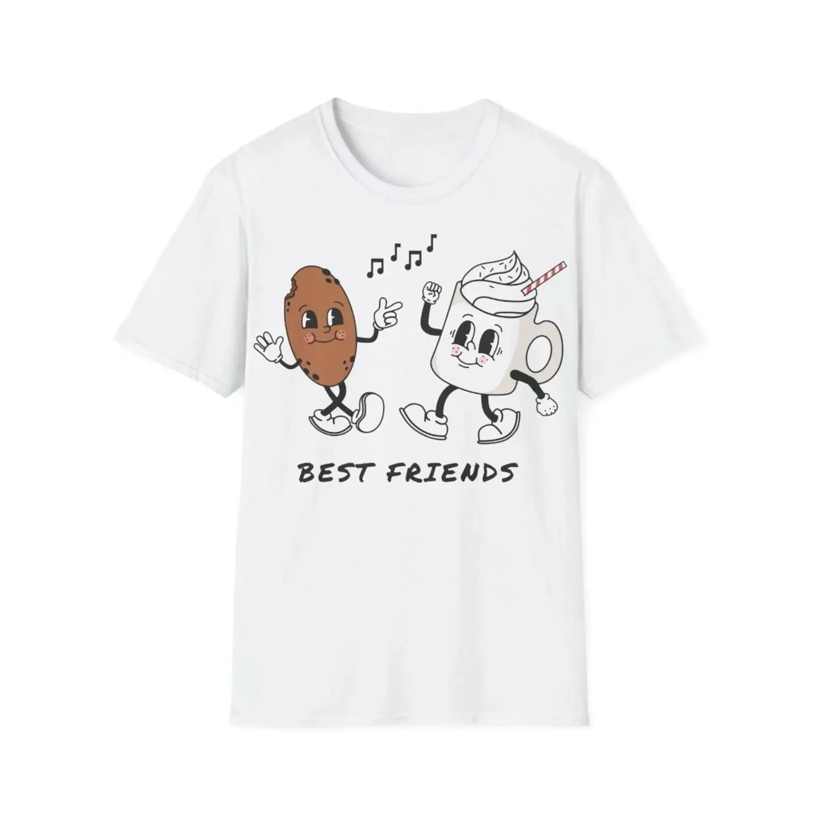 Coffee and Donut Best Friends T Shirt Cute Cup amp Illustration vintage Washed Unisex Slightly Breathable Comfortable