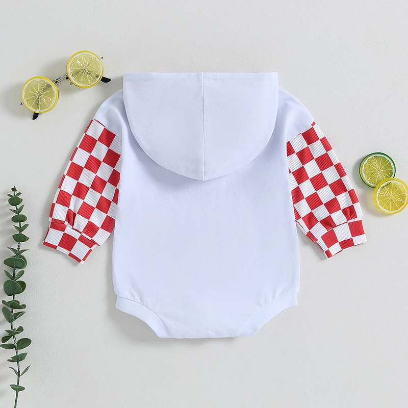 Baby Boy Fall Clothes Long Sleeve Pullover Checkerboard Hoodie Romper Sweatshirt Mama Boy Outfits Sweater Jumpsuit