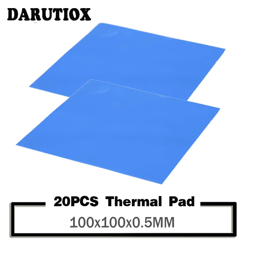 

20PCS Darutiox 100mm*100mm*0.5mm Thermal Pad GPU CPU Heatsink Cooling Conductive Silicone Pad 100x100x0.5mm 0.5mm thickness