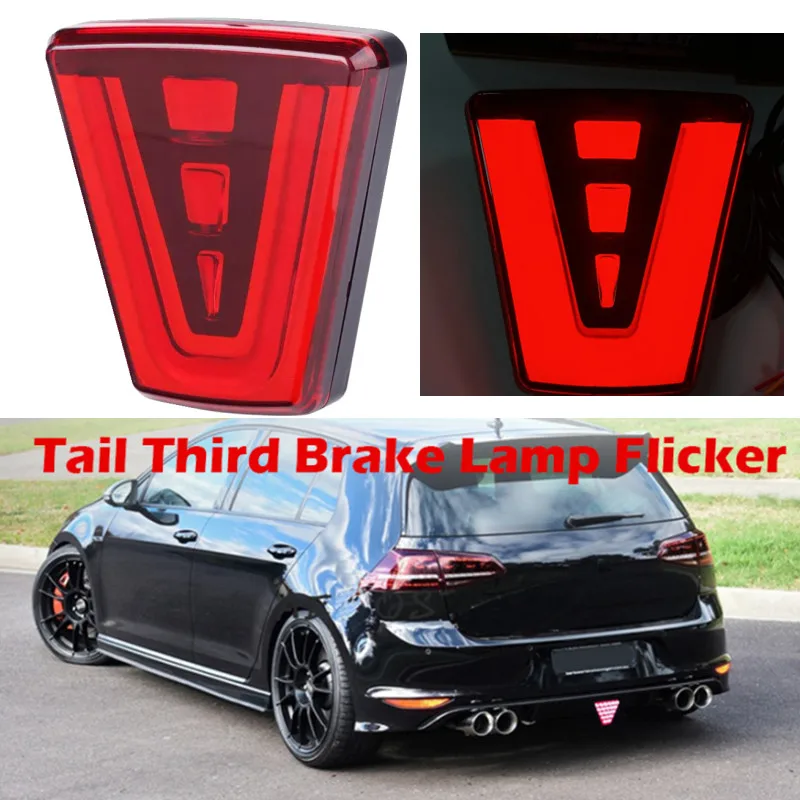 

Tail Third Brake Lamp Flicker Stop Signal Light F1 Style Triangle Sporty Rear Bumper Pilot Light For JDM BBA Car Accessories