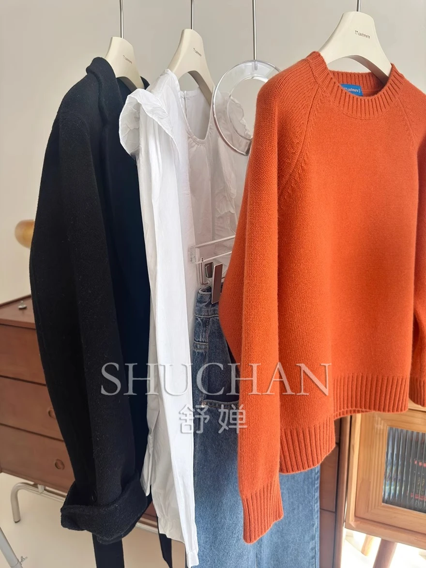 New Women's Clothing 100 Cashmere Plus Round Neck Slim Simple Cashmere Sweater Sueter Mujer Korean Fashion