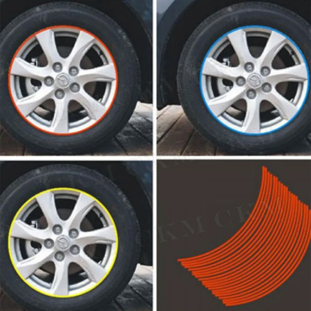 Wheel Sticker Reflective Rim Stripe Tape Bike Motorcycle Car Stickers 18-inch Wheel Rim Stickers Strips Exterior Accessories