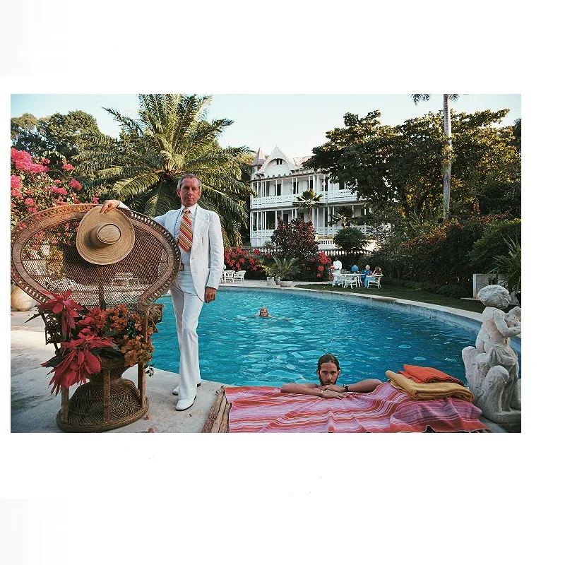 'Poolside Glamour' 1970 Slim Aarons Estate Edition, Print Art Canvas Poster,Living Room , Home Wall Decor Picture