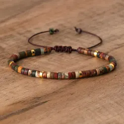 ZAKOL Natural Stone Crystal Knit Adjustable Beaded Bracelets For Men Women Metal Weave Strand Wristlet Rope Jewelry Gifts Daily