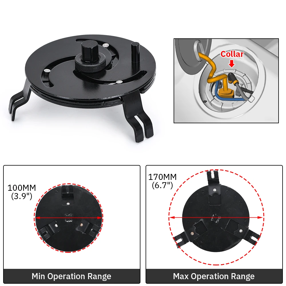 조정 가능한 자동차 연료 탱크 뚜껑 렌치 도구, 연료 펌프 센더 칼라 오일 커버 펌프 캡 스패너 제거 도구, 3 조, 100-170MM OFRT03