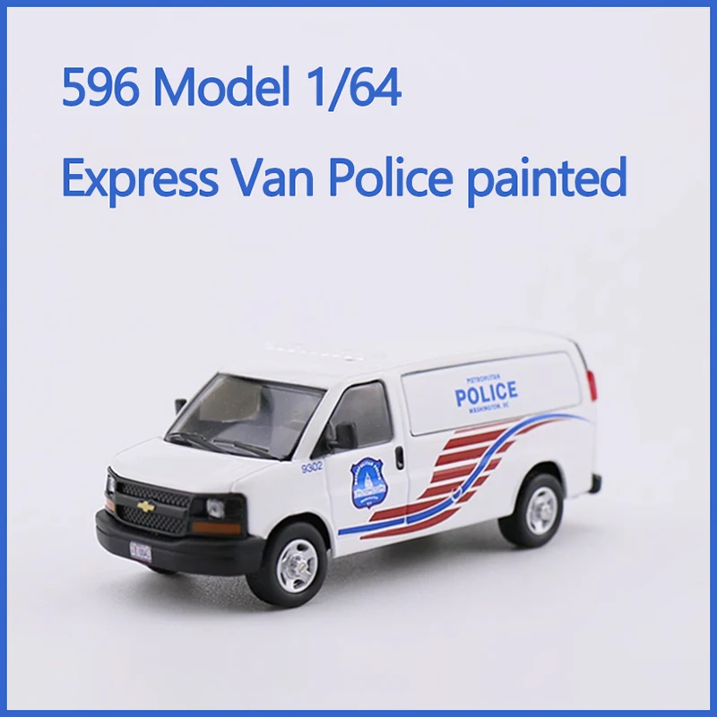 

596 Model 1/64 Scale Express VAN Police painted Alloy Car Model Static Collection Decorated Holiday Gifts Toys