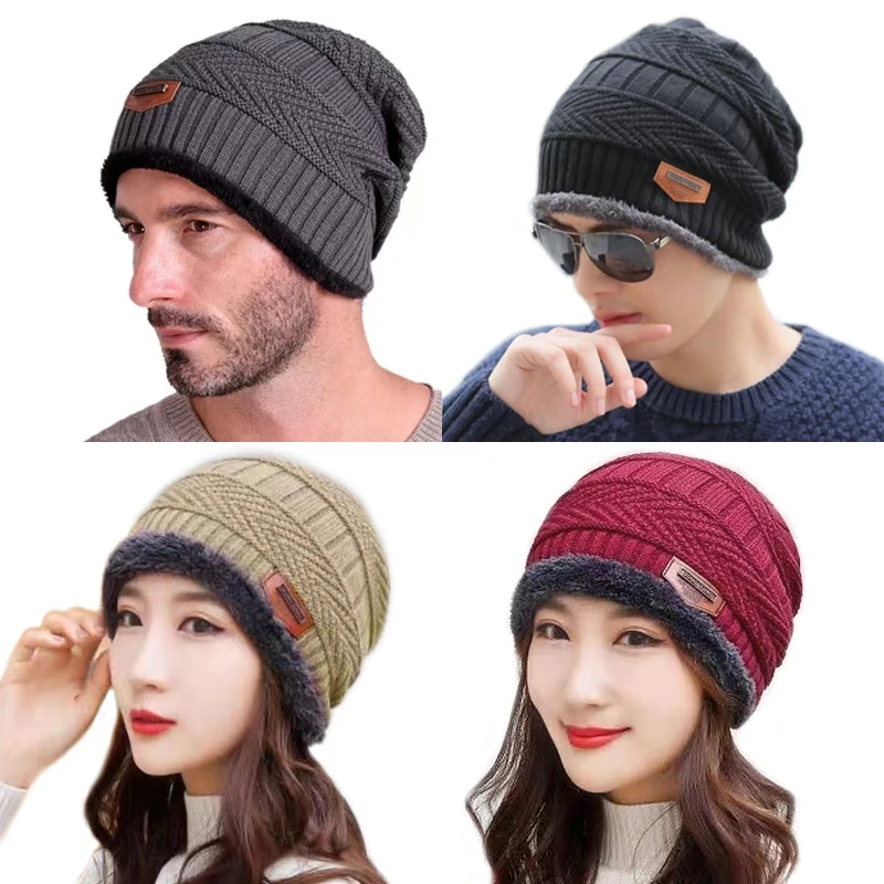 2022 Winter Beanie Hat for Men Knitted Hat Winter Cap Beanie Women Thick Wool Neck Scarf Cap Balaclava Mask Bonnet Hats