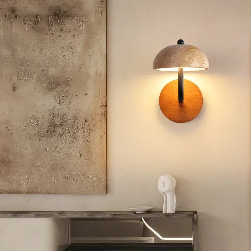 Vintage Retro Mushroom Shape Natural Stone Art Wall Lamp LED Lights Decor Sconce Living Room Decorations For Home Luxury image 4