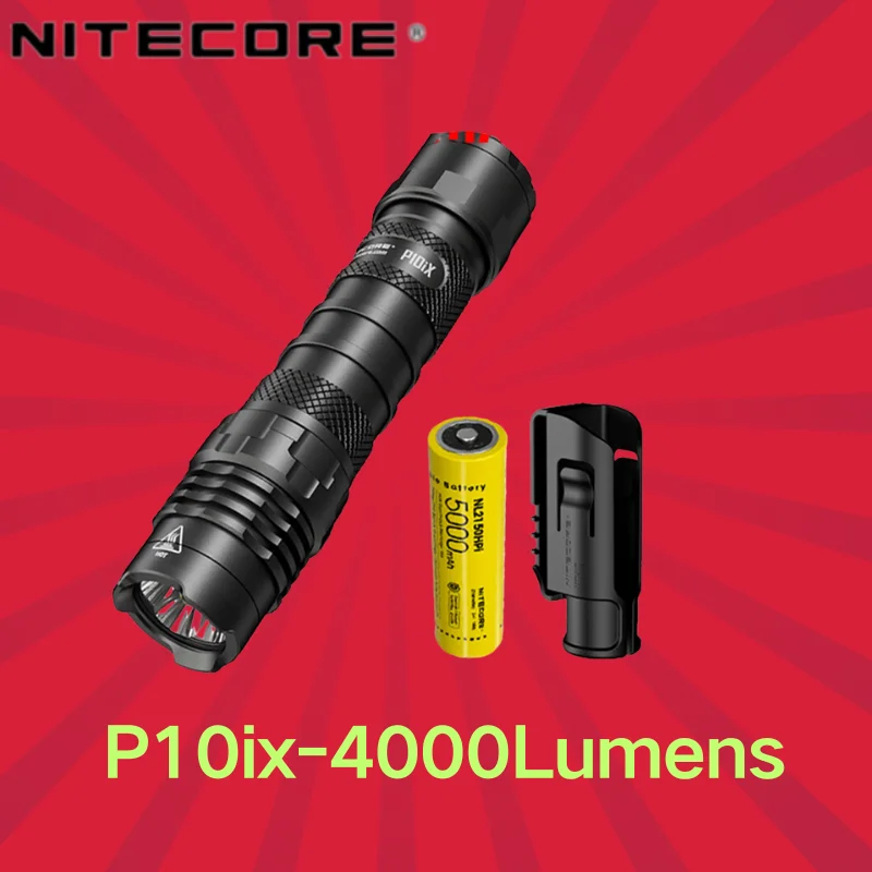 

Перезаряжаемый светодиодный фонарик NITECORE P10ix, 4000 люмен, 4 светодиода CREE XP-L2, 6 V6, с аккумулятором 18650, 5000 мА · ч