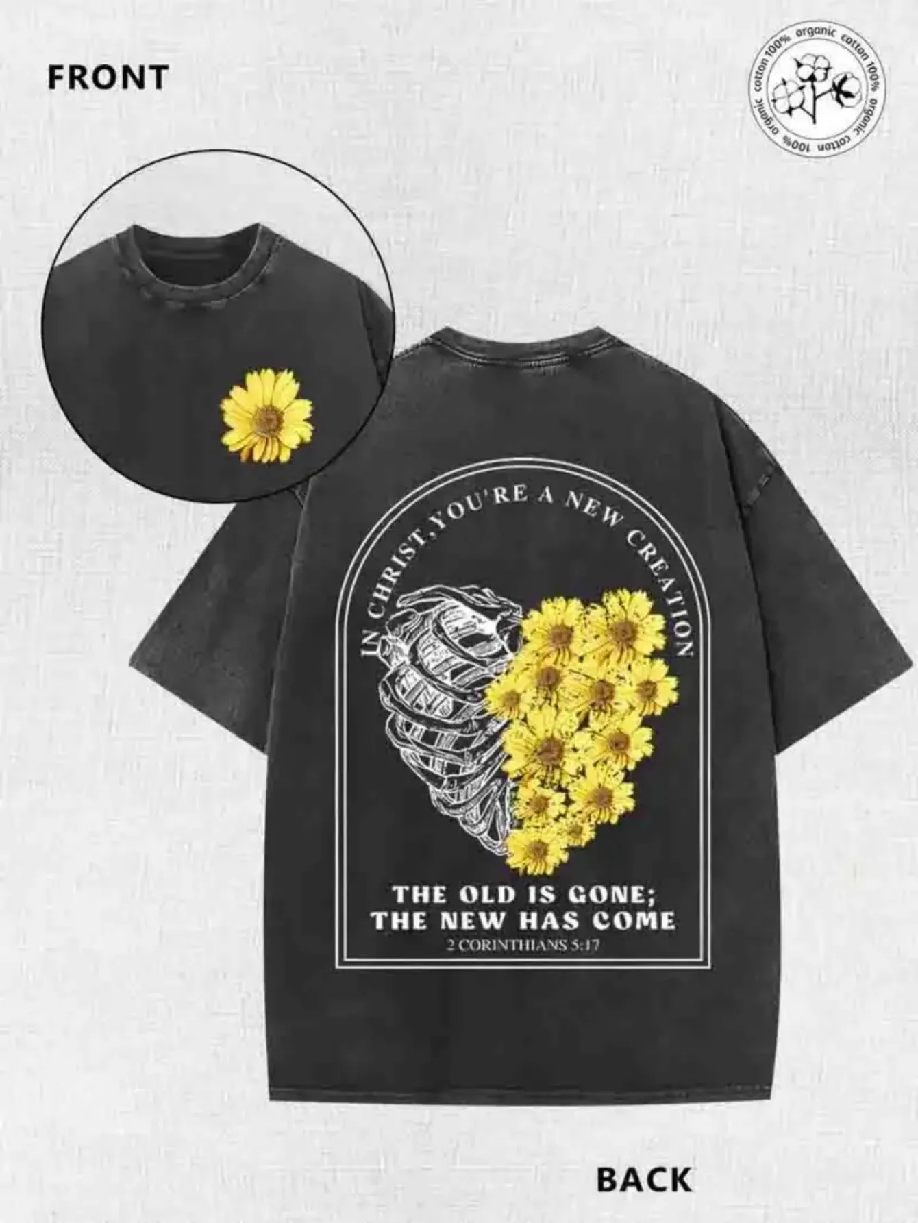 Men'S Vintage Washed Pure Short Sleeve Tee Featuring The Bible Verse 