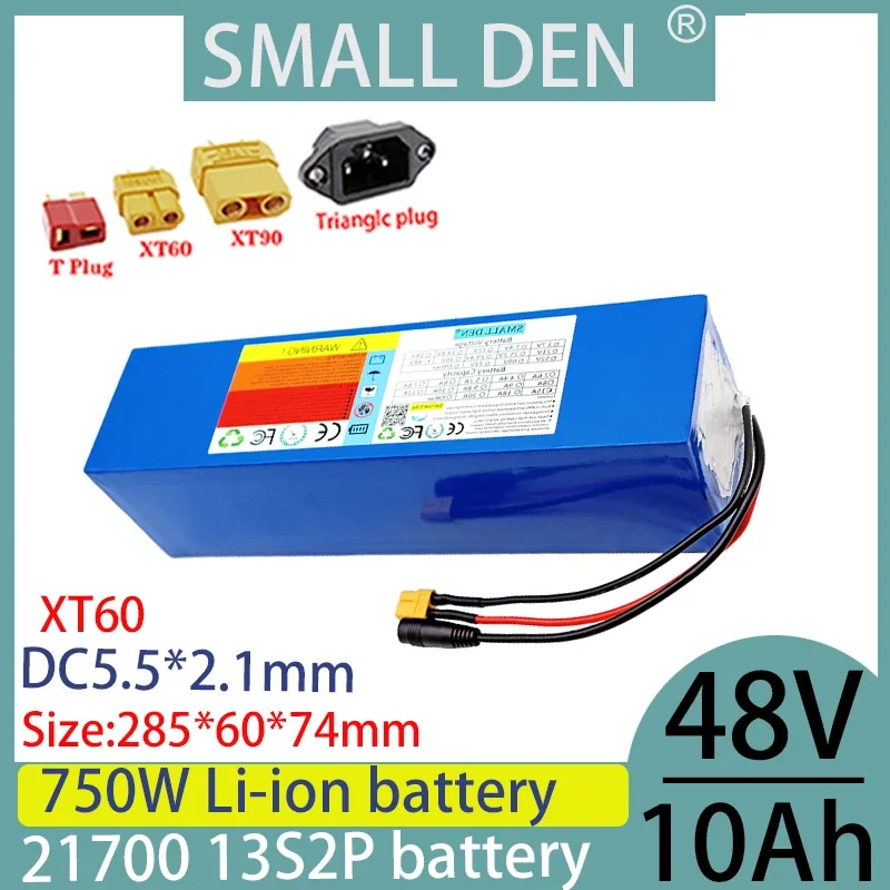 

48v 10Ah 13S2P 21700 2024 lithium battery pack 150W 750W BMS solar rechargeable battery electric large capacity high power