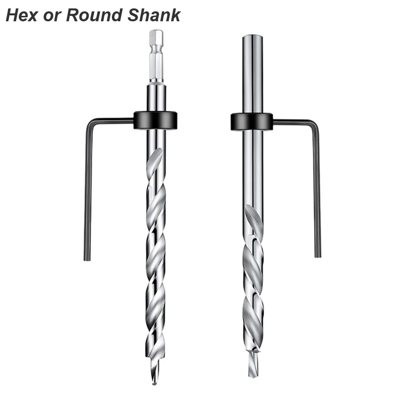 Twist Step Drill Bit With Stoper Locator For Kreg Jig Guide Manual Pocket Pilot Hole Depth Stop Collar 1/4 Hex Round Woodworking