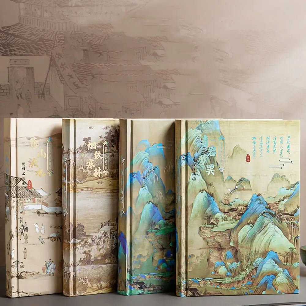 Beautiful Chinese Art Style Composition Notebook Watercolor Gum Cover Personal Diary Hardcover Thicken Travel Notepad Painting