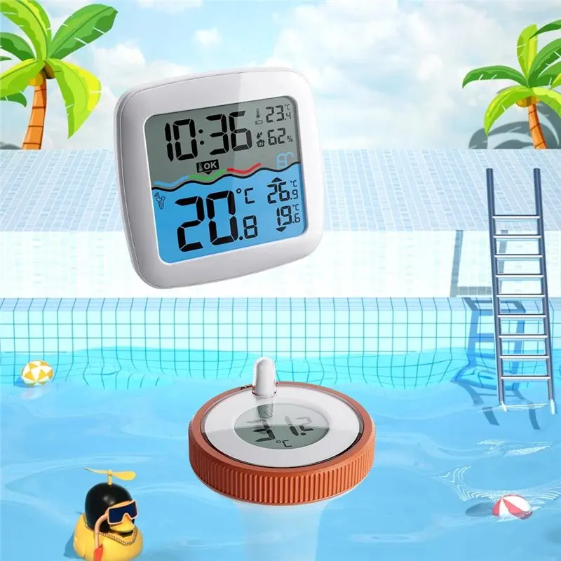 Highly Recommended Pool Water Thermometer Wireless Floating Thermometers For Swimming Pool Bathrooms Aquarium With Clock For Ind