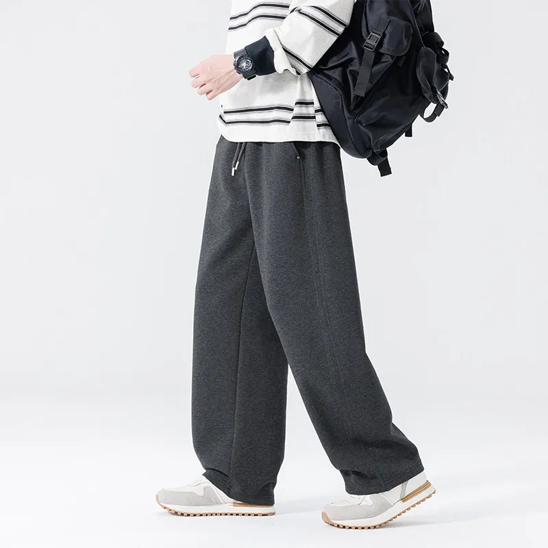 

Men's ey Loose Sports Pants Spring Autumn Straight Leg Drapey Casual Trousers Polyester Cotton Spandex Blend