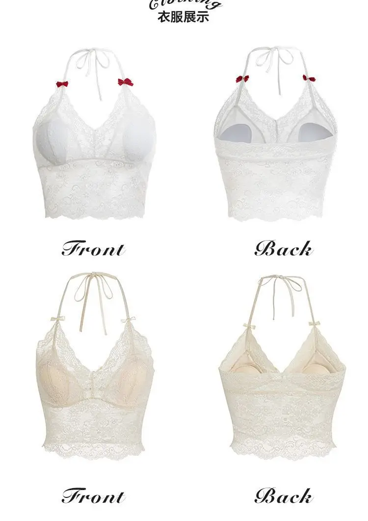 مثير الدانتيل تانك الأعلى المرأة الخامس الرقبة الرافعة منصات الفراشات الجمال الظهر الصدرية سترة الحلو جوفاء الدانتيل ملابس داخلية غير رسمية #3